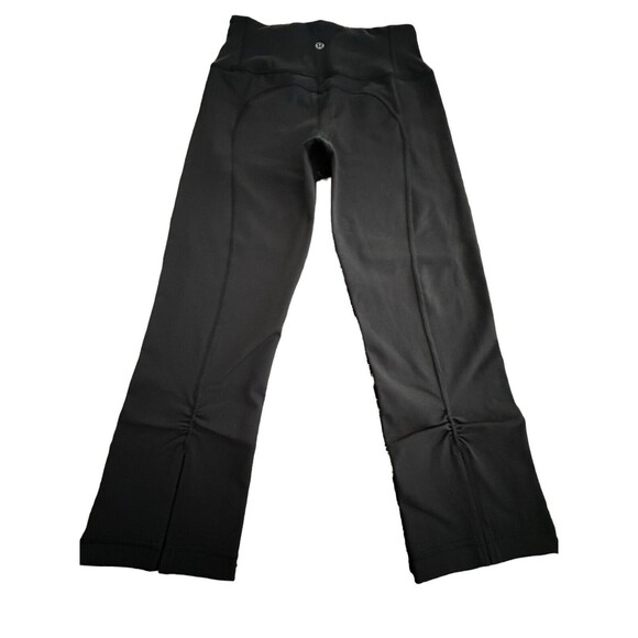 Lululemon Athletica Size 2 Capri Cropped Leggings Black Women's Split Hem #J13-3 - Picture 6 of 6